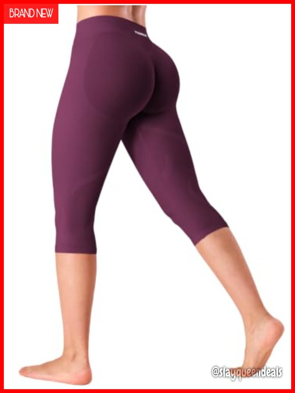 Seamless Low Rise Butt Lifting Capri Leggings 16" No Front Seam Yoga Pants
